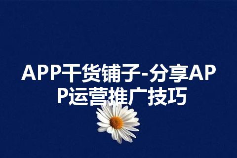 APP干货铺子-分享APP运营推广技巧