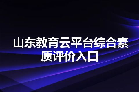 山东教育云平台综合素质评价入口