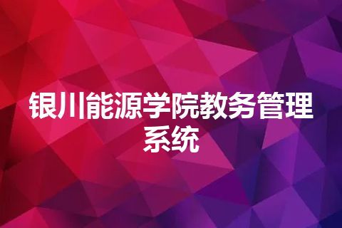 银川能源学院教务管理系统