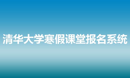 清华大学寒假课堂报名系统