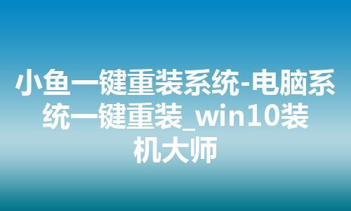 小鱼一键重装系统-电脑系统一键重装_win10装机大师